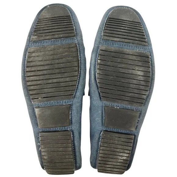 Blue Denim Men's 10M Horsebit Driving Loafers Mercanti Fiorentini Shoes Loafers