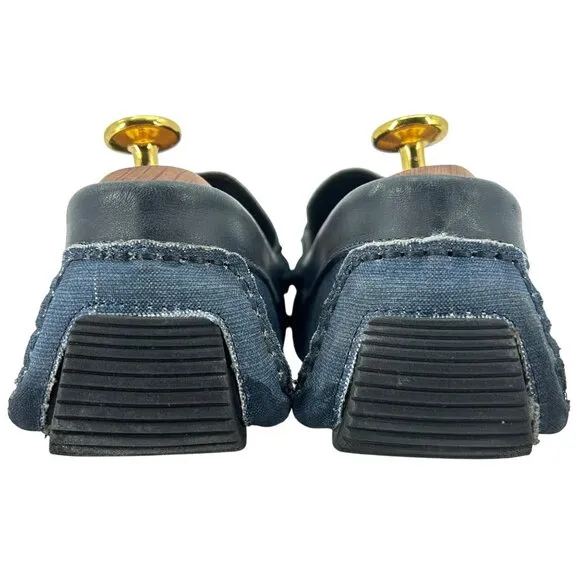 Blue Denim Men's 10M Horsebit Driving Loafers Mercanti Fiorentini Shoes Loafers