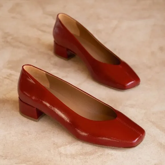 Bobbies Paris Size 40 (9us) Zélie low heel pumps in Cherry Gloss - NEW IN BOX