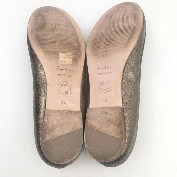 Boden Bronze Metallic Gemstone Bow Ballet Flats