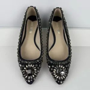 Boden Embellished Flats – Size 42 – Navy with Rhinestone Detail