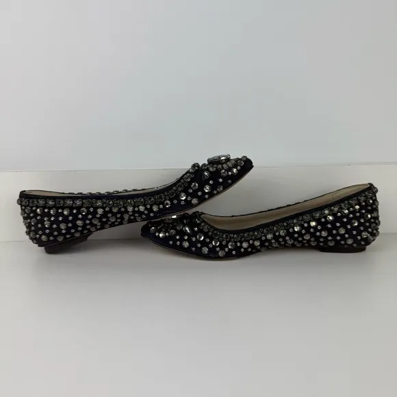 Boden Embellished Flats – Size 42 – Navy with Rhinestone Detail