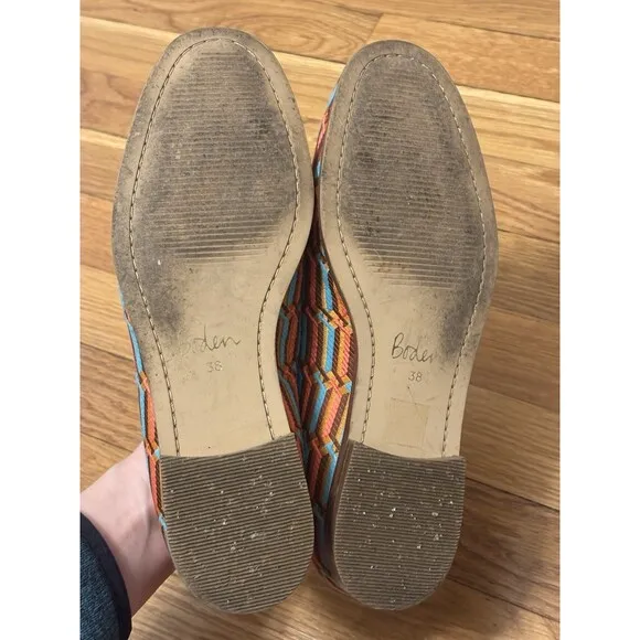 Boden Snaffle Jacquard Loafers Geometric Woven Slip On Size 38 (7.5 US)