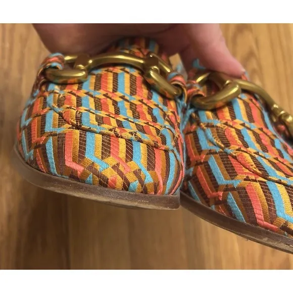 Boden Snaffle Jacquard Loafers Geometric Woven Slip On Size 38 (7.5 US)