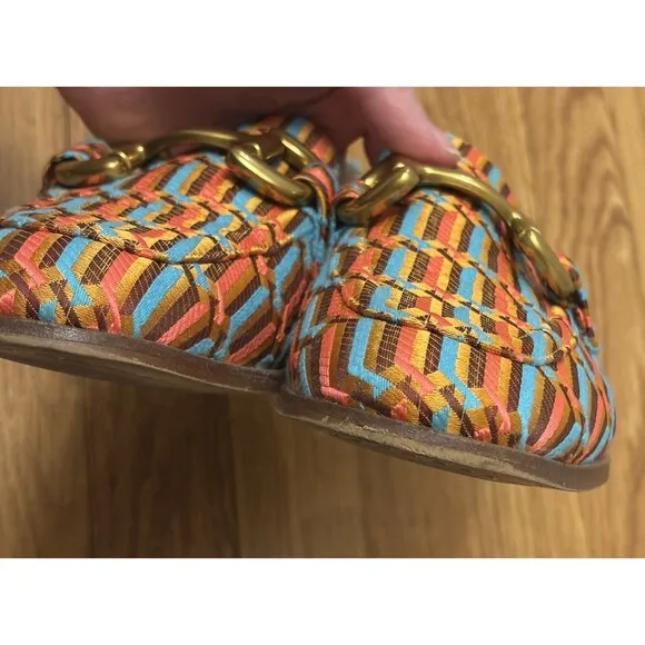 Boden Snaffle Jacquard Loafers Geometric Woven Slip On Size 38 (7.5 US)