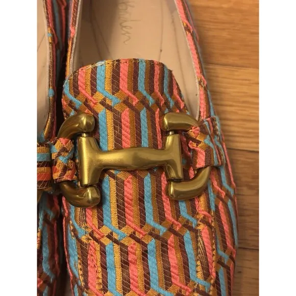 Boden Snaffle Jacquard Loafers Geometric Woven Slip On Size 38 (7.5 US)