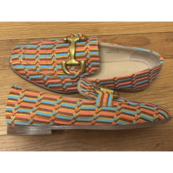 Boden Snaffle Jacquard Loafers Geometric Woven Slip On Size 38 (7.5 US)