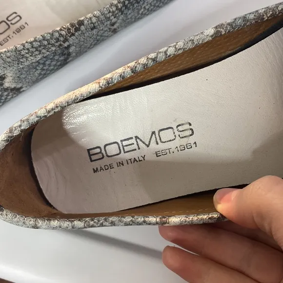 Boemos grey blue snakeskin print driving loafers made in Italy size 38 EU