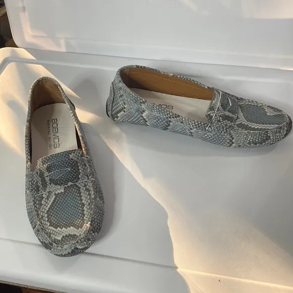 Boemos grey blue snakeskin print driving loafers made in Italy size 38 EU