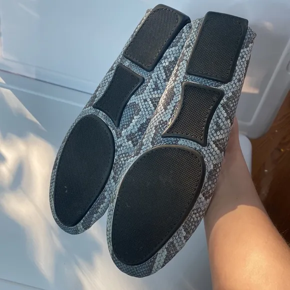 Boemos grey blue snakeskin print driving loafers made in Italy size 38 EU
