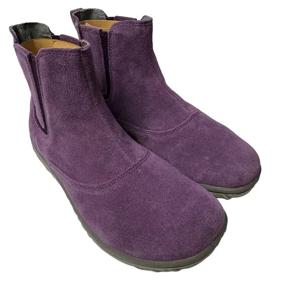 Bogs Wall Ball Chelsea Boots Youth 6 Womens 8 Purple Suede Leather Pull On NWOT