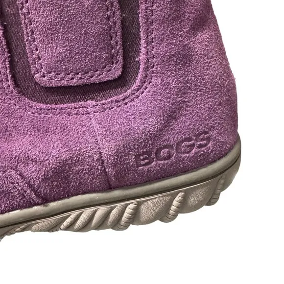 Bogs Wall Ball Chelsea Boots Youth 6 Womens 8 Purple Suede Leather Pull On NWOT