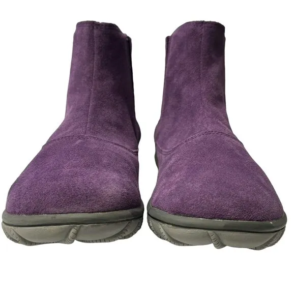Bogs Wall Ball Chelsea Boots Youth 6 Womens 8 Purple Suede Leather Pull On NWOT