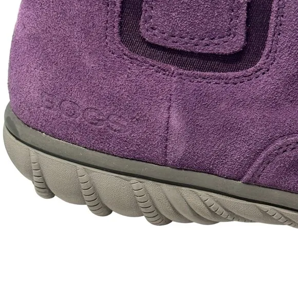Bogs Wall Ball Chelsea Boots Youth 6 Womens 8 Purple Suede Leather Pull On NWOT