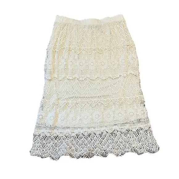 Boho crochet maxi skirt Chelsea &amp; Theodore size XL cream off white