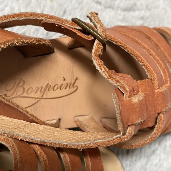 Bonpoint girls soft brown leather strap sandals