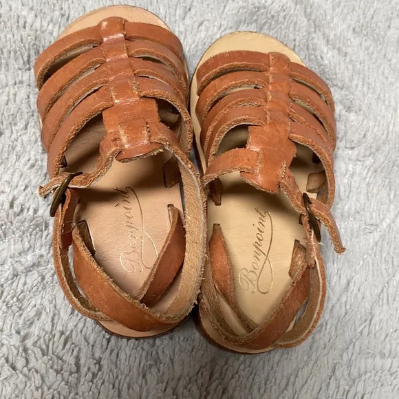 Bonpoint girls soft brown leather strap sandals