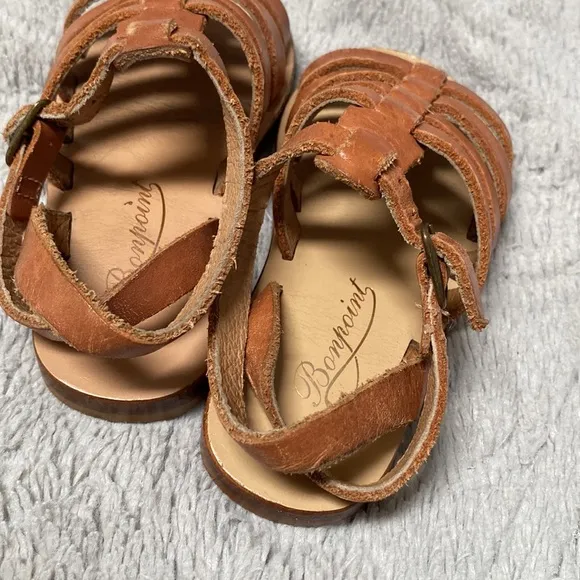 Bonpoint girls soft brown leather strap sandals