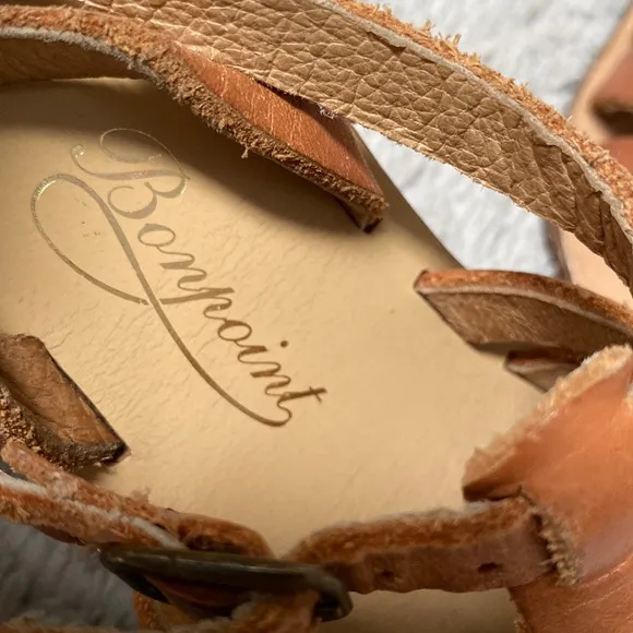 Bonpoint girls soft brown leather strap sandals