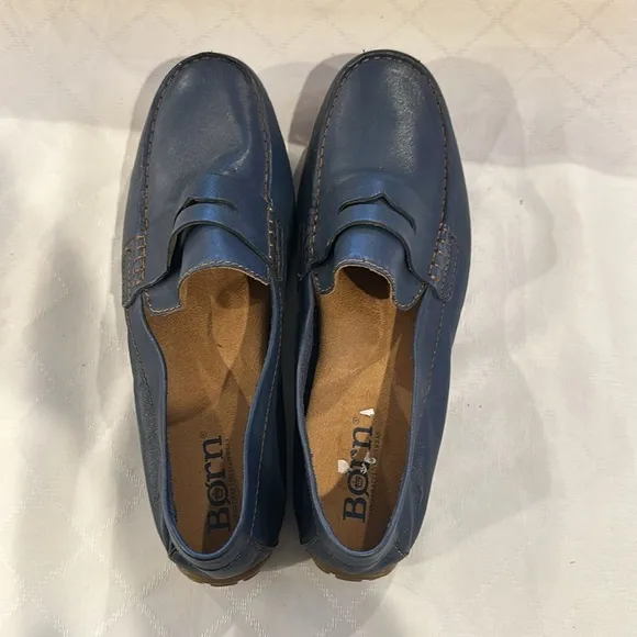 Born Andes Driving shoes loafers blue leather men’s size 10.5 EUC