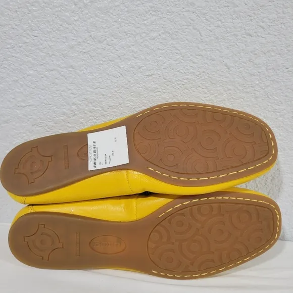 Born Brin Ballet Flats, Yellow Leather, Women's 8 M