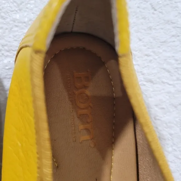 Born Brin Ballet Flats, Yellow Leather, Women's 8 M