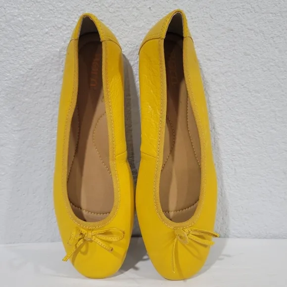 Born Brin Ballet Flats, Yellow Leather, Women's 8 M