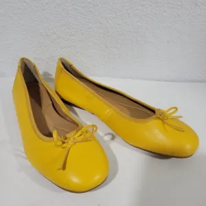 Born Brin Ballet Flats, Yellow Leather, Women's 8 M