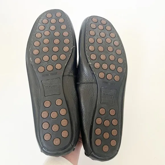 Born Loafers Size 12M Handcrafted Driving Slip on‎ Black Pebble Leather Shoes