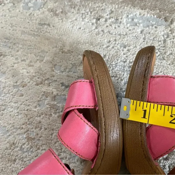 Born Salima Pink Leather Open Toe Sandals Platform Wedge Slip On Buckle: 10