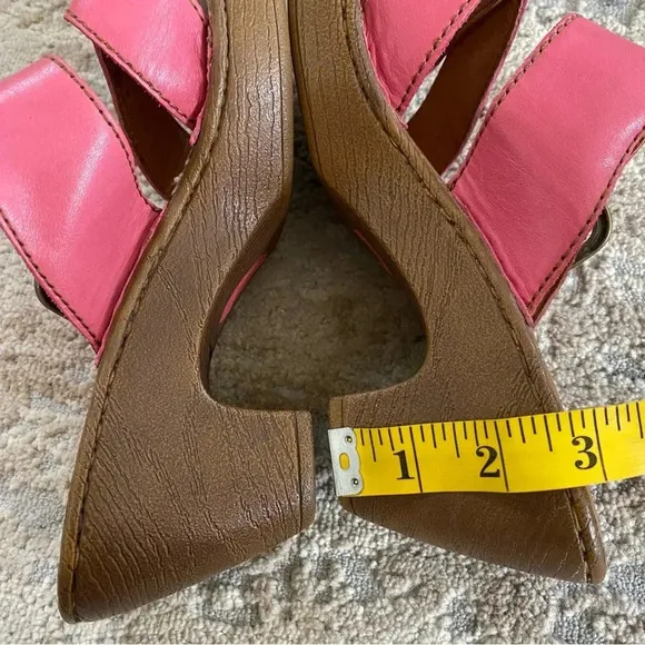 Born Salima Pink Leather Open Toe Sandals Platform Wedge Slip On Buckle: 10