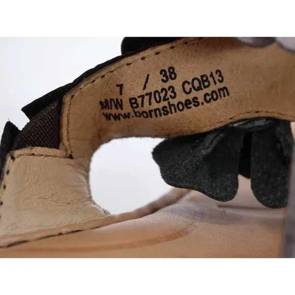 Born Sandals Womens 7 Brown Leather Copper Floral Cork Platform Thong Slip On