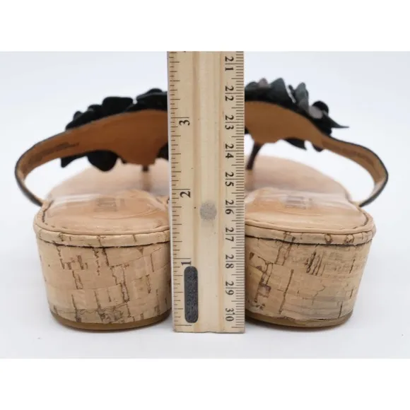 Born Sandals Womens 7 Brown Leather Copper Floral Cork Platform Thong Slip On