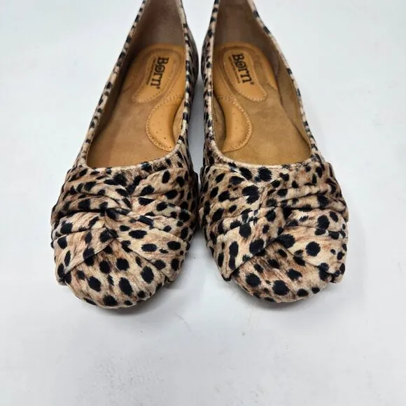 Born Womens 6M Lilly Leopard Print Ballet Flats Dressy Casual Office