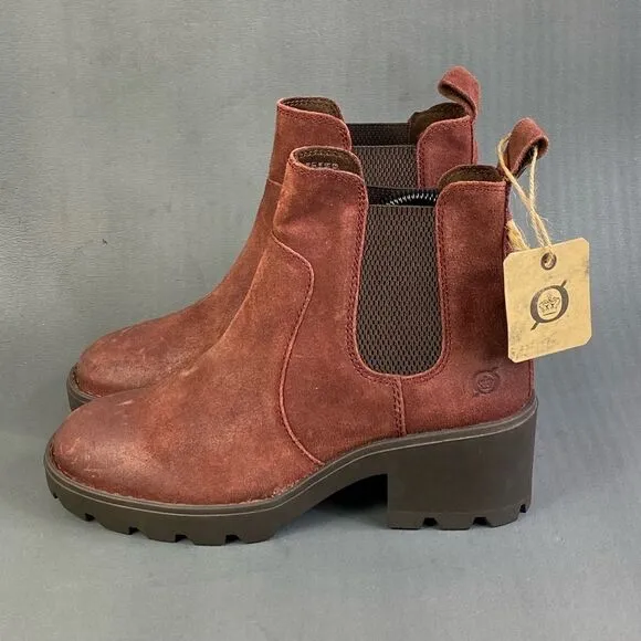 BORN Women's Graci Dark Red Chelsea boots size 6