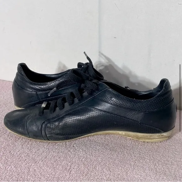 BOSS Hugo Boss Black Leather Low Top Trainers Sneakers 41
