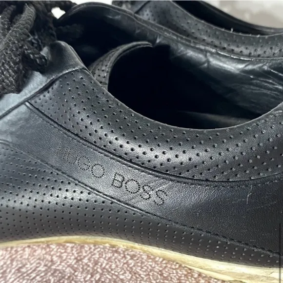 BOSS Hugo Boss Black Leather Low Top Trainers Sneakers 41