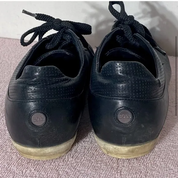 BOSS Hugo Boss Black Leather Low Top Trainers Sneakers 41