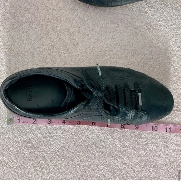 BOSS Hugo Boss Black Leather Low Top Trainers Sneakers 41