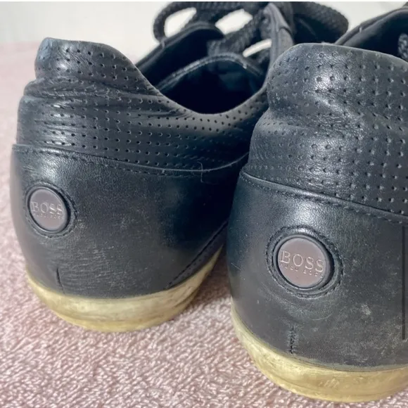 BOSS Hugo Boss Black Leather Low Top Trainers Sneakers 41