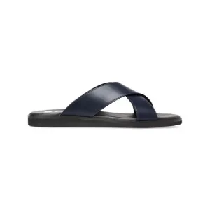 BOSS Mens Black Padded Darrel Open Toe Slip On Leather Sandals Shoes 44
