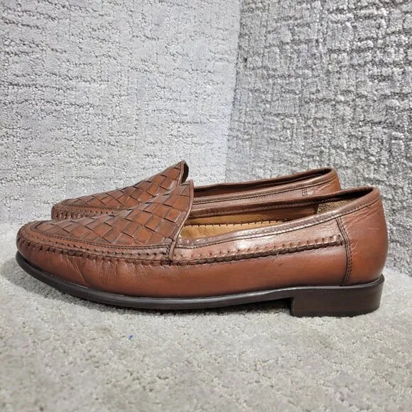 Bostonian 27156 Men's Size 11M US Brown Leather Weaved Woven Slip On Loafers