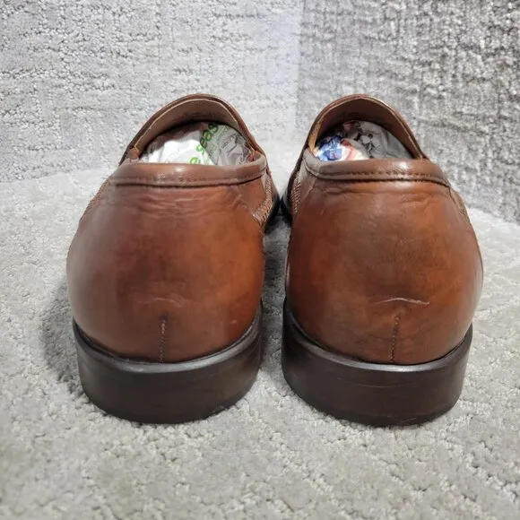 Bostonian 27156 Men's Size 11M US Brown Leather Weaved Woven Slip On Loafers