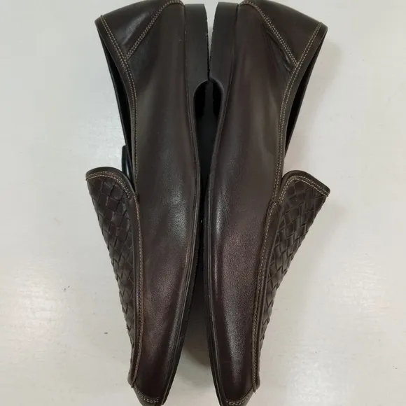 Bottega Veneta Men's Brown Leather Woven Loafers size 11½