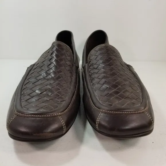 Bottega Veneta Men's Brown Leather Woven Loafers size 11½