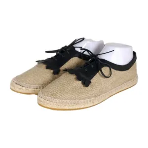 BOTTEGA VENETA Women's 39 US8,5 Beige Woven Canvas Leather Espadrilles Loafers