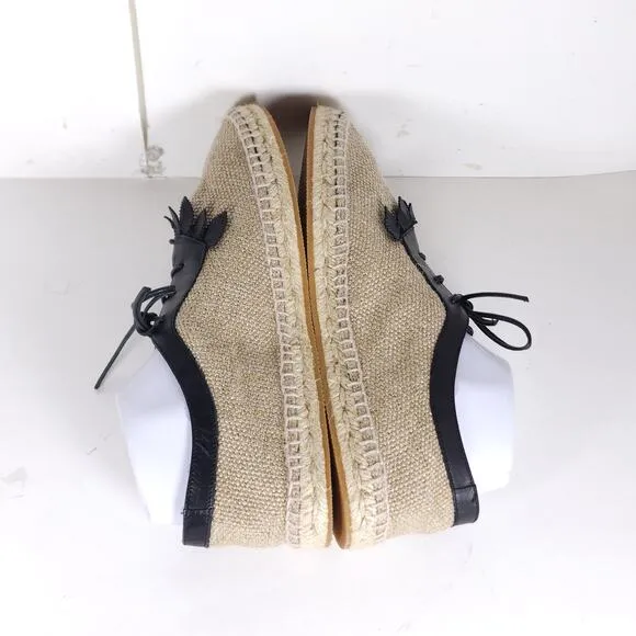 BOTTEGA VENETA Women's 39 US8,5 Beige Woven Canvas Leather Espadrilles Loafers