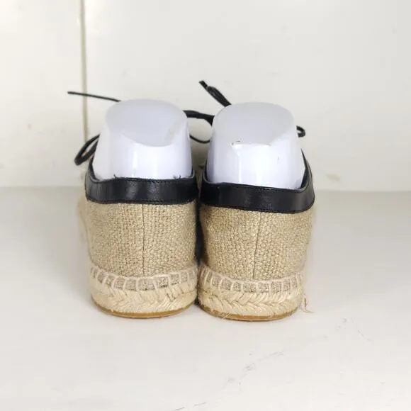 BOTTEGA VENETA Women's 39 US8,5 Beige Woven Canvas Leather Espadrilles Loafers
