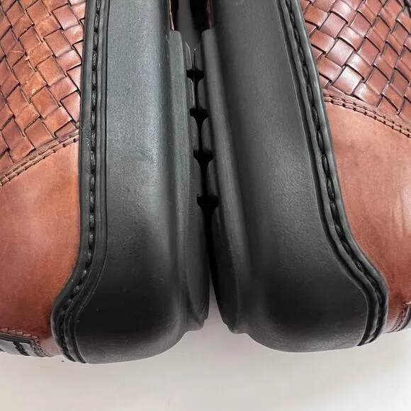 Bragamo Brown Leather Woven Driving Moccasins Loafers Men Size 11.5