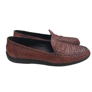 Bragamo Brown Leather Woven Driving Moccasins Loafers Men Size 11.5